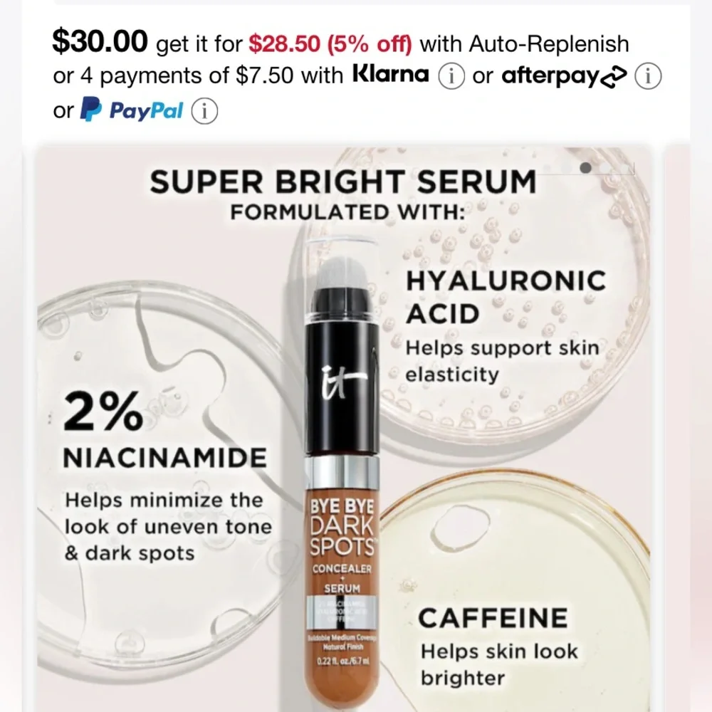 IT bye bye dark spots concealer + serum with brush included